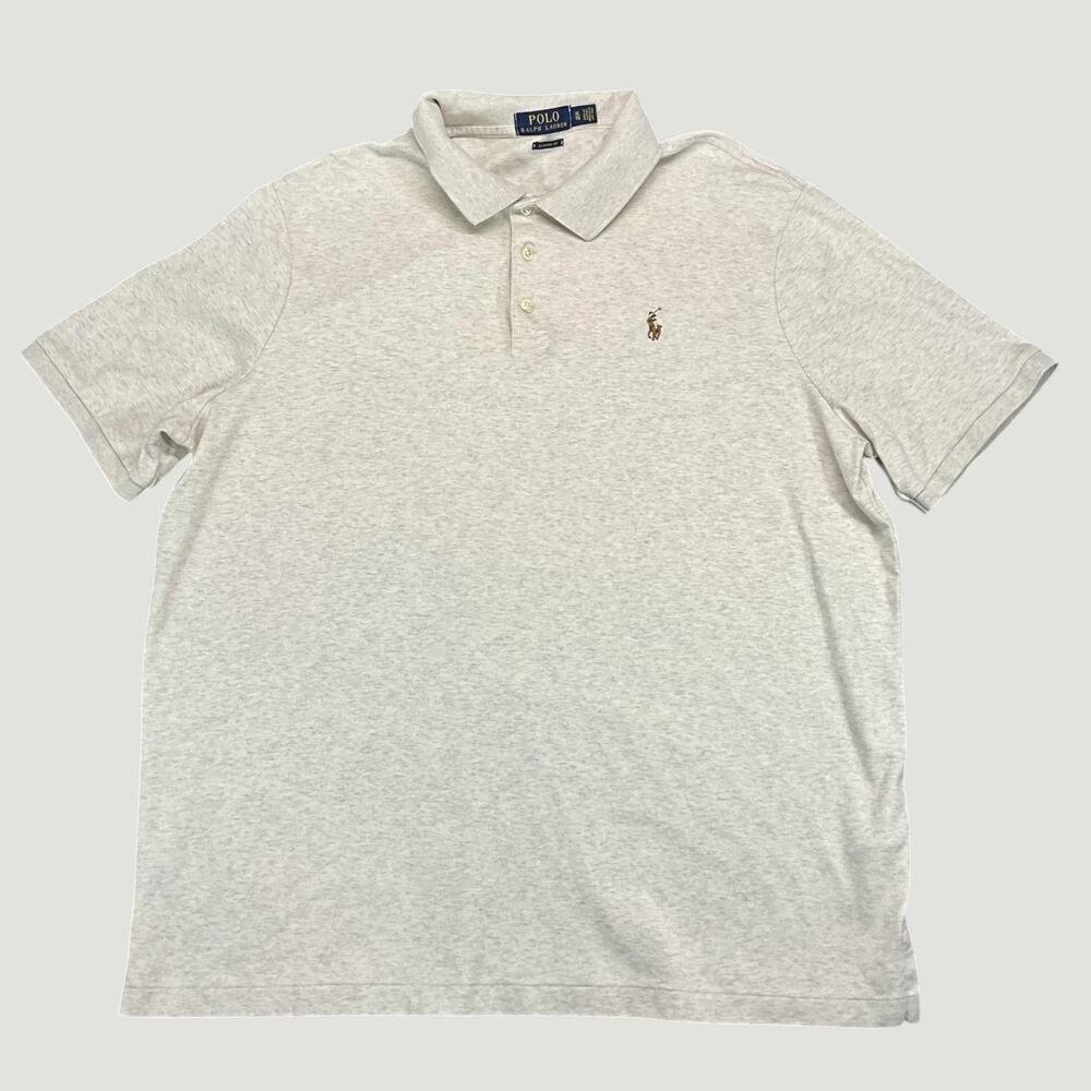 Polo Ralph Lauren Classic Fit Polo Shirt XL Heathered Beige Short Sleeve Cotton